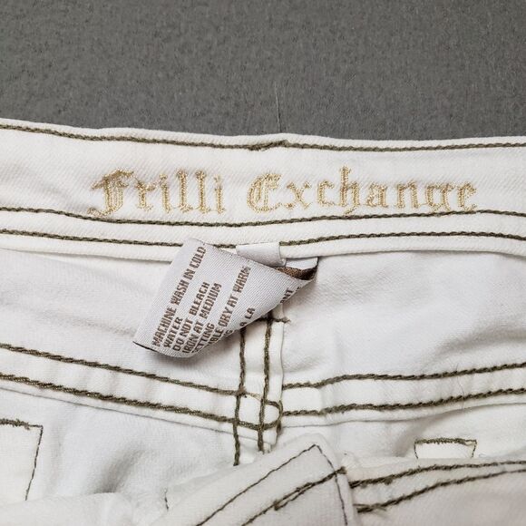Frilli exchange White jeans / Crop / Capri With Embroidery Sz 13/14 - Picture 6 of 16